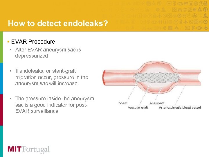 How to detect endoleaks? § EVAR Procedure • After EVAR aneurysm sac is depressurized