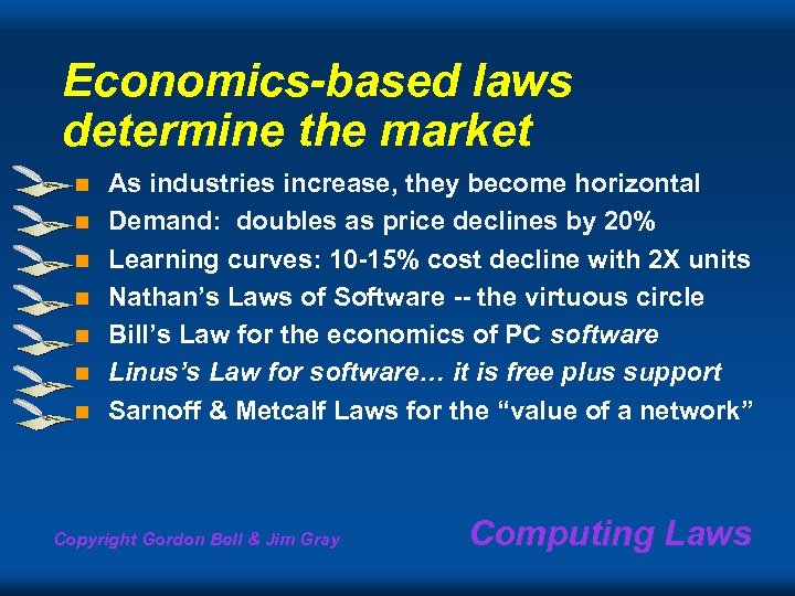 Economics-based laws determine the market n n n n As industries increase, they become
