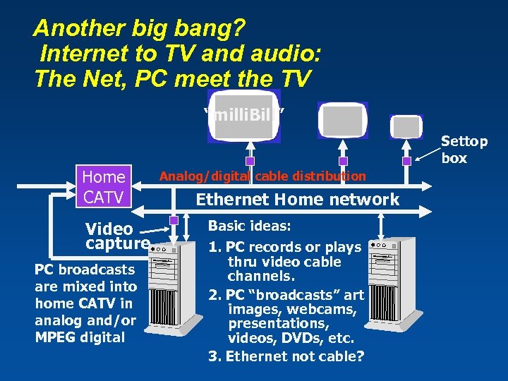 Another big bang? Internet to TV and audio: The Net, PC meet the TV
