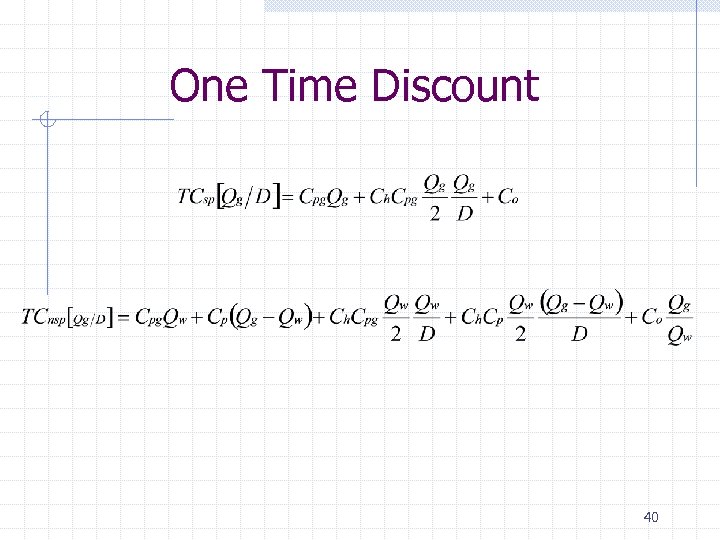 One Time Discount 40 