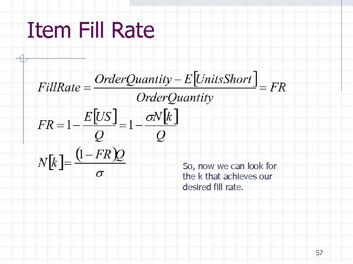 Item Fill Rate So, now we can look for the k that achieves our