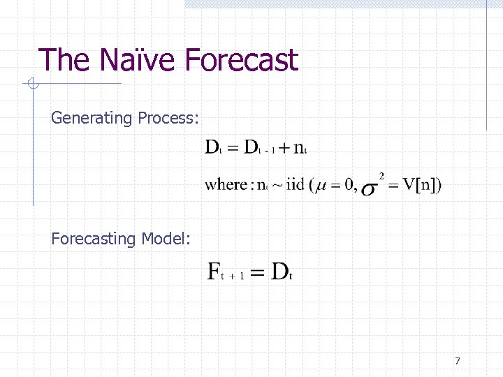The Naïve Forecast Generating Process: Forecasting Model: 7 