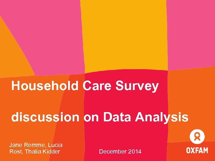 Household Care Survey discussion on Data Analysis Jane Remme, Lucia Rost, Thalia Kidder December