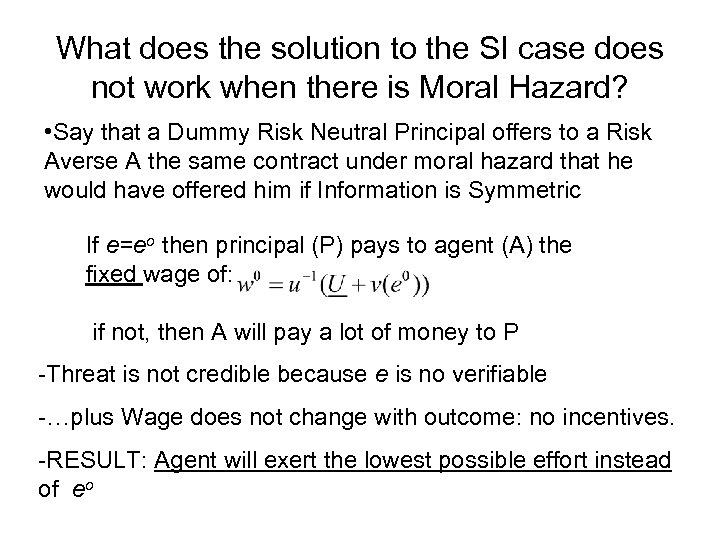 What does the solution to the SI case does not work when there is