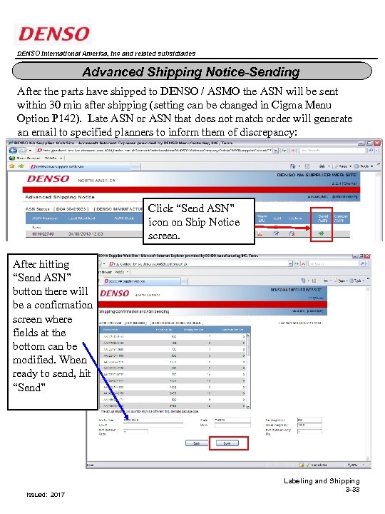 DENSO International America, Inc and related subsidiaries DAMAGED PACKAGING REPORT Advanced Shipping Notice-Sending After