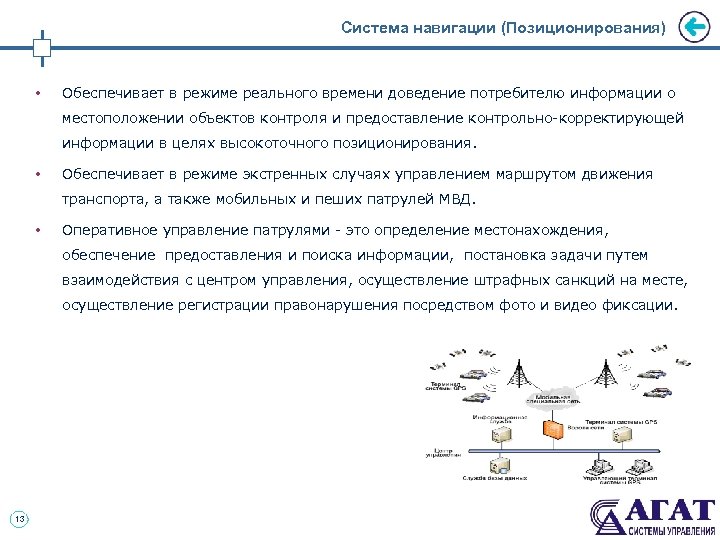 Система навигации (Позиционирования) • Обеспечивает в режиме реального времени доведение потребителю информации о местоположении