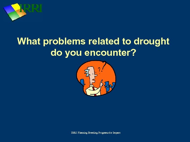 What problems related to drought do you encounter? IRRI: Planning Breeding Programs for Impact