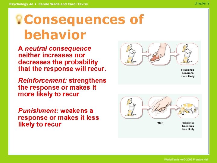 chapter 9 Consequences of behavior A neutral consequence neither increases nor decreases the probability