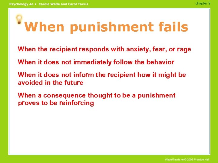 chapter 9 When punishment fails When the recipient responds with anxiety, fear, or rage