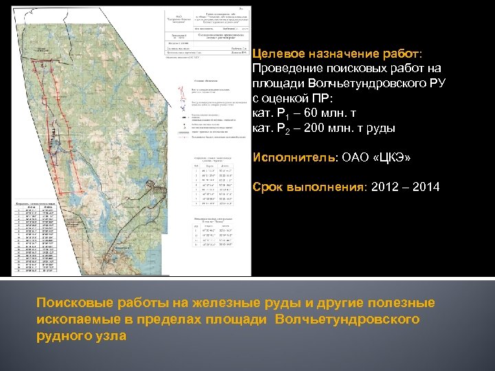 Целевое назначение работ: Проведение поисковых работ на площади Волчьетундровского РУ с оценкой ПР: кат.