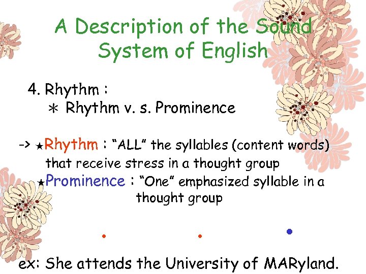 A Description of the Sound System of English 4. Rhythm : ＊ Rhythm v.