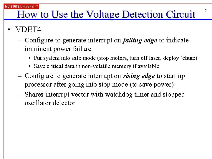 How to Use the Voltage Detection Circuit • VDET 4 – Configure to generate