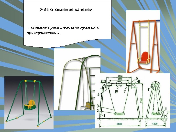 ØИзготовление качелей …взаимное расположение прямых в пространстве… 