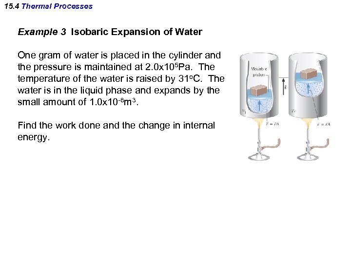 15. 4 Thermal Processes Example 3 Isobaric Expansion of Water One gram of water