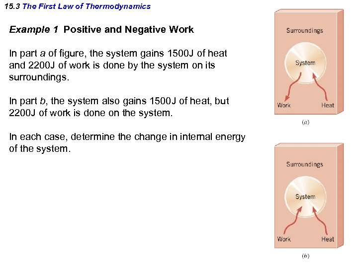 15. 3 The First Law of Thermodynamics Example 1 Positive and Negative Work In