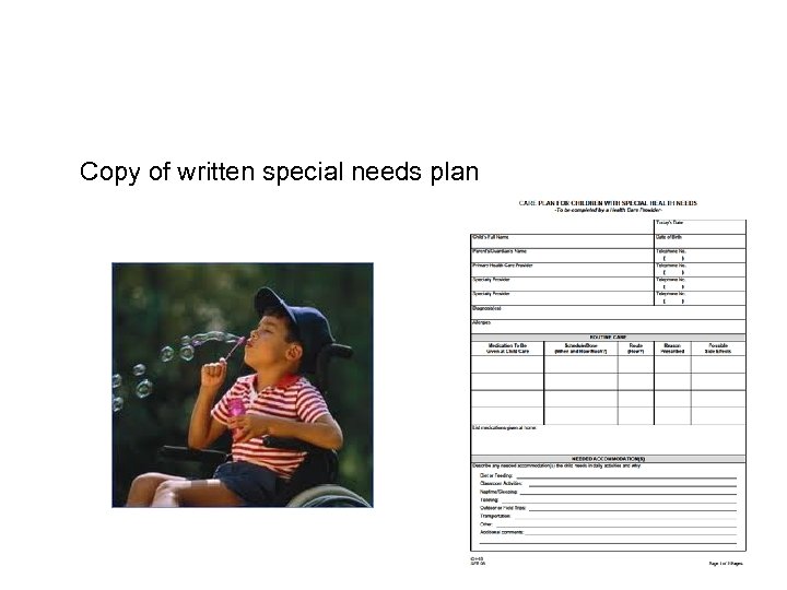 Copy of written special needs plan 