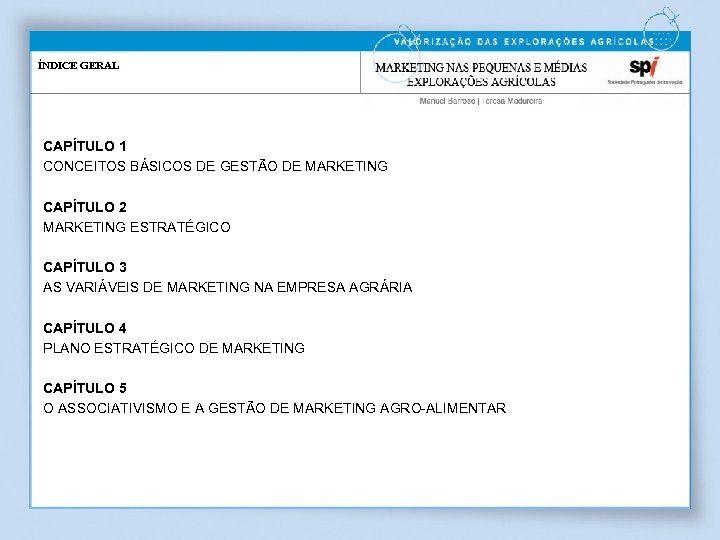 ÍNDICE GERAL CAPÍTULO 1 CONCEITOS BÁSICOS DE GESTÃO DE MARKETING CAPÍTULO 2 MARKETING ESTRATÉGICO