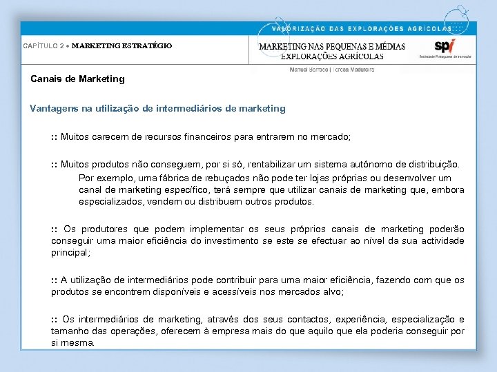 CAPÍTULO 2 ● MARKETING ESTRATÉGIO Canais de Marketing Vantagens na utilização de intermediários de