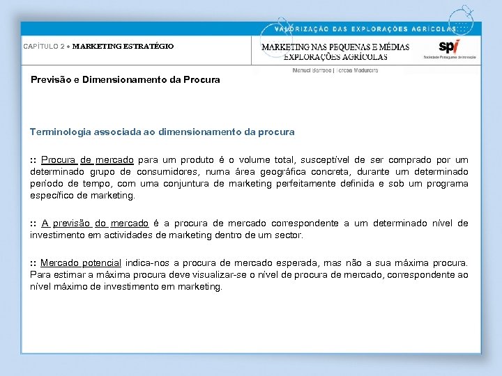 CAPÍTULO 2 ● MARKETING ESTRATÉGIO Previsão e Dimensionamento da Procura Terminologia associada ao dimensionamento