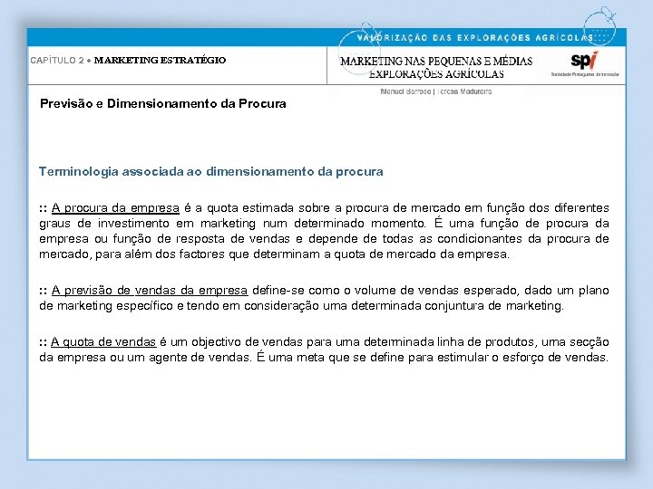 CAPÍTULO 2 ● MARKETING ESTRATÉGIO Previsão e Dimensionamento da Procura Terminologia associada ao dimensionamento