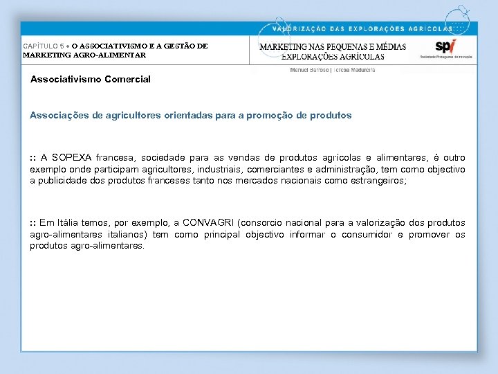 CAPÍTULO 5 ● O ASSOCIATIVISMO E A GESTÃO DE MARKETING AGRO-ALIMENTAR Associativismo Comercial Associações