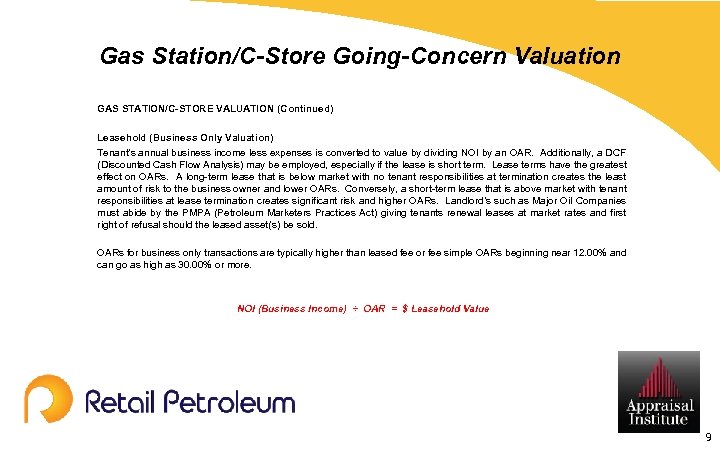 Gas Station/C-Store Going-Concern Valuation GAS STATION/C-STORE VALUATION (Continued) Leasehold (Business Only Valuation) Tenant’s annual