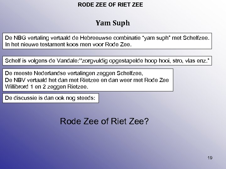RODE ZEE OF RIET ZEE Yam Suph De NBG vertaling vertaald de Hebreeuwse combinatie
