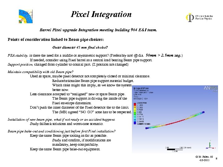 Pixel Integration Barrel Pixel upgrade Integration meeting building 904 E&I team. Points of consideration