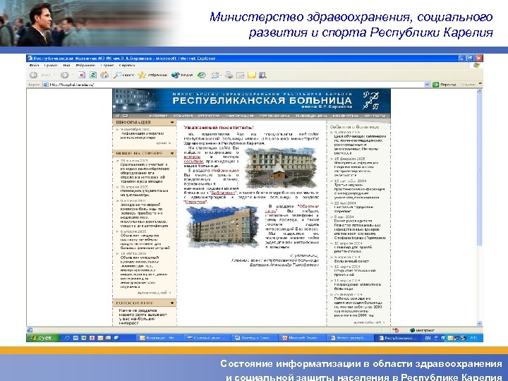 Министерство здравоохранения, социального развития и спорта Республики Карелия Состояние информатизации в области здравоохранения и