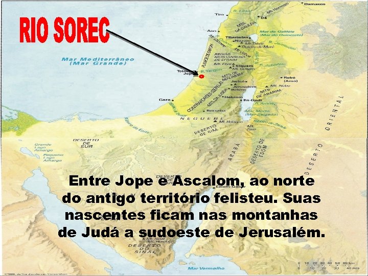 Entre Jope e Ascalom, ao norte do antigo território felisteu. Suas nascentes ficam nas