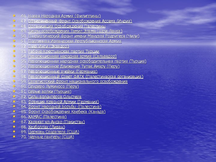  • • • • • • • 46. Новая Народная Армия (Филиппины) 47.