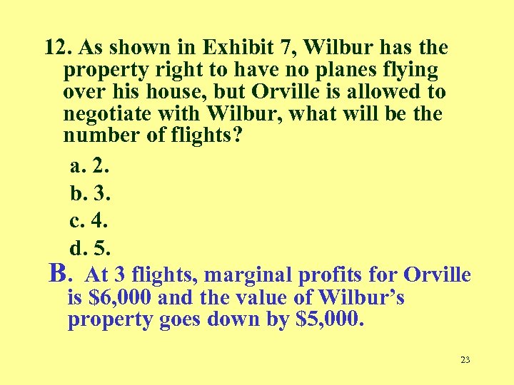12. As shown in Exhibit 7, Wilbur has the property right to have no