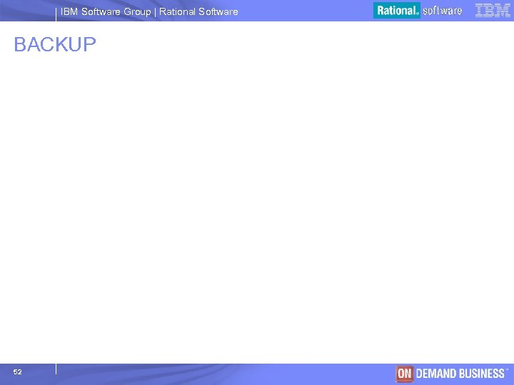 IBM Software Group | Rational Software BACKUP 52 © 2003 IBM Corporation 