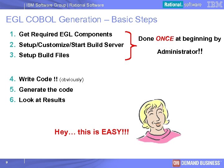 IBM Software Group | Rational Software EGL COBOL Generation – Basic Steps 1. Get