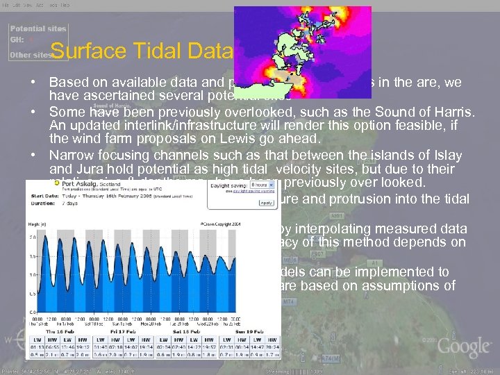 Surface Tidal Data • Based on available data and previous work by others in