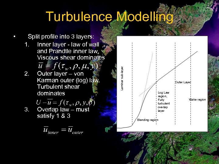 Turbulence Modelling Split profile into 3 layers: 1. Inner layer - law of wall