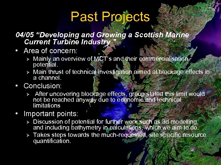 Past Projects 04/05 “Developing and Growing a Scottish Marine Current Turbine Industry 