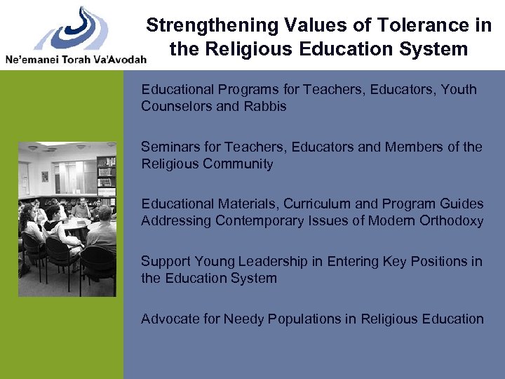 Strengthening Values of Tolerance in the Religious Education System Educational Programs for Teachers, Educators,