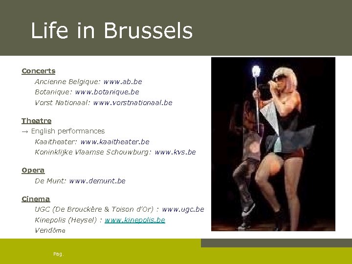 Life in Brussels Concerts Ancienne Belgique: www. ab. be Botanique: www. botanique. be Vorst