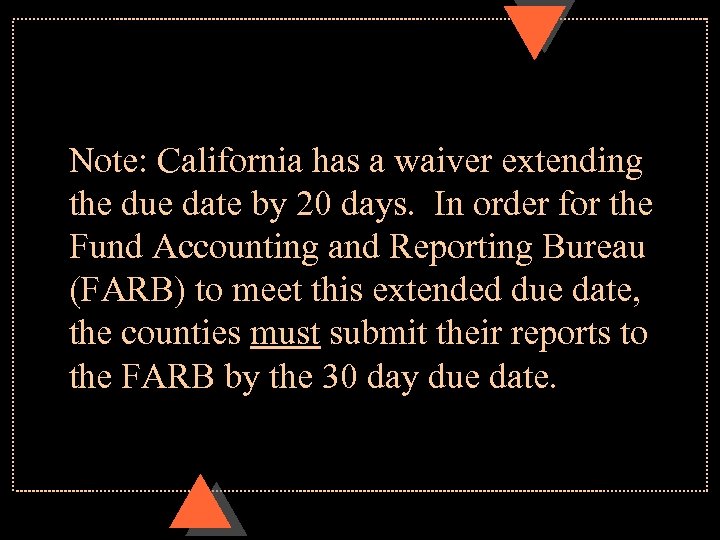Note: California has a waiver extending the due date by 20 days. In order