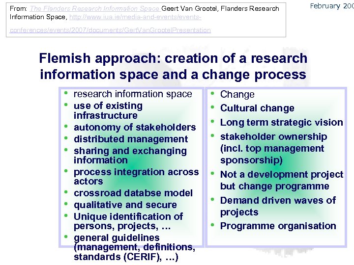 From: The Flanders Research Information Space Geert Van Grootel, Flanders Research Information Space, http: