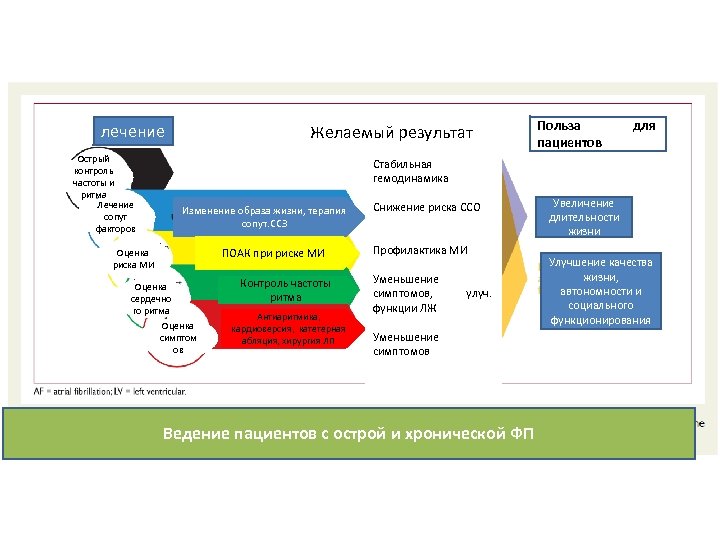 лечение Острый контроль частоты и ритма Лечение сопут факторов Желаемый результат Польза пациентов для