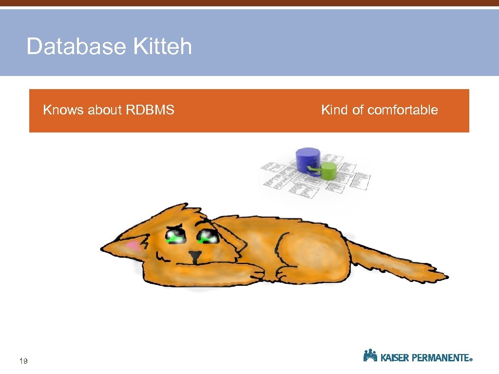Database Kitteh Knows about RDBMS 19 Kind of comfortable 
