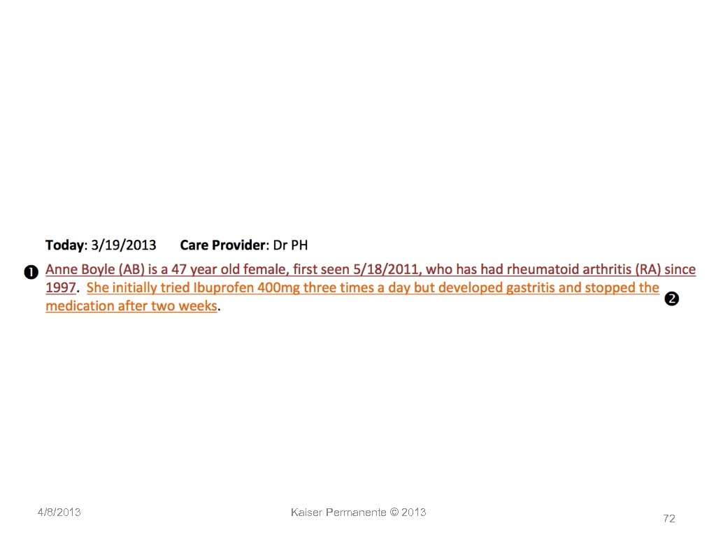 4/8/2013 Kaiser Permanente © 2013 72 
