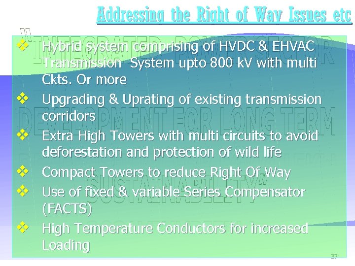 Addressing the Right of Way Issues etc v Hybrid system comprising of HVDC &