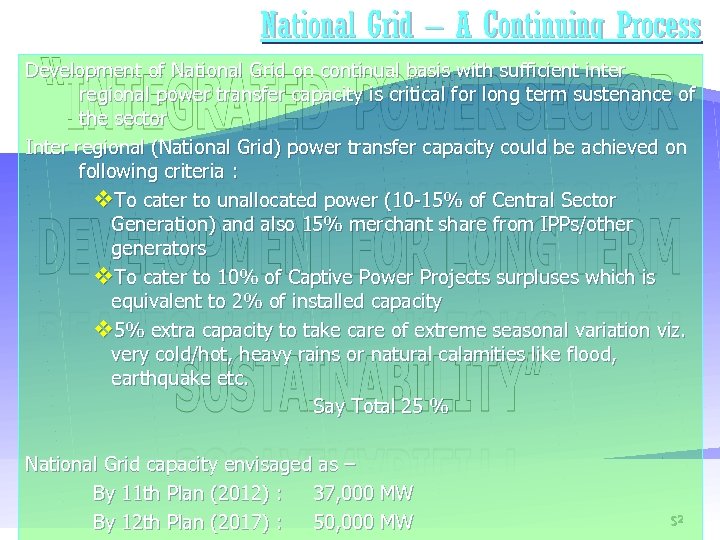 National Grid – A Continuing Process Development of National Grid on continual basis with