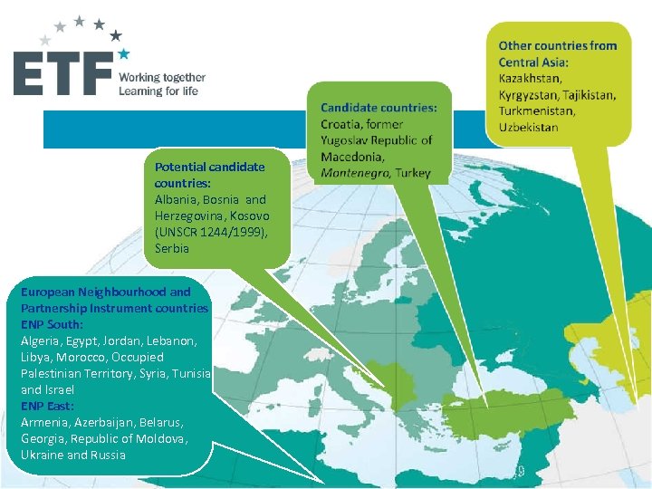 Potential candidate countries: Albania, Bosnia and Herzegovina, Kosovo (UNSCR 1244/1999), Serbia European Neighbourhood and