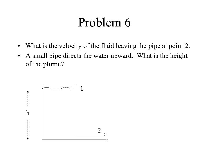 Problem 6 • What is the velocity of the fluid leaving the pipe at