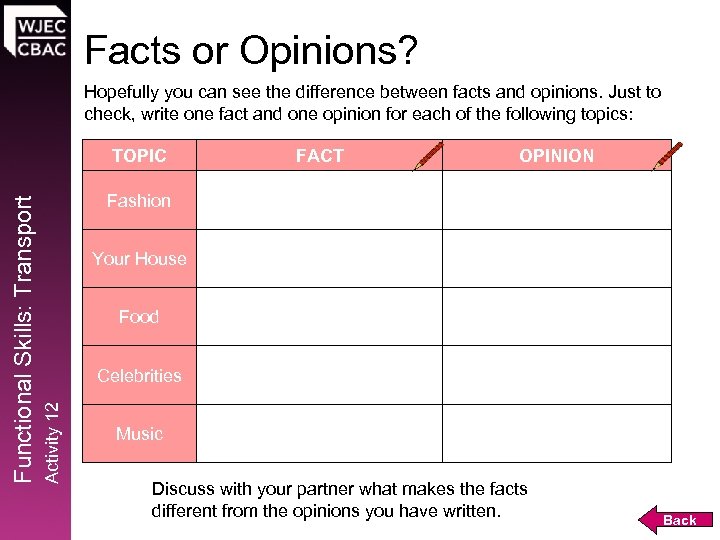 Facts or Opinions? Hopefully you can see the difference between facts and opinions. Just