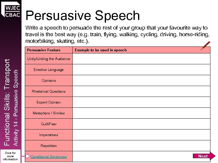 Persuasive Speech Write a speech to persuade the rest of your group that your